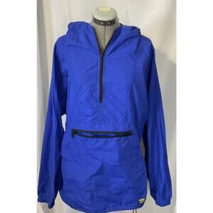 Vintage LL Bean Jacket Mens Large Blue 90s Anorak 1/4 Zip Pullover Windbreaker